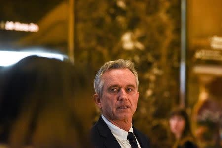 Robert Kennedy Jr. speaks with members of the press at Trump Tower in New York City, U.S., January 10, 2017. REUTERS/Stephanie Keith