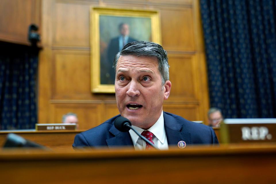 Rep. Ronny Jackson, R-Texas, questions Secretary of State Antony Blinken during a House Foreign Affairs Committee hearing on Capitol Hill in Washington, April 28, 2022.