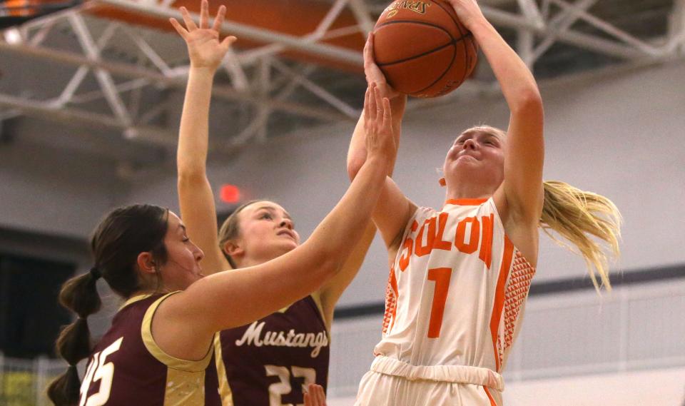 Solon’s Kobi Lietz (1) averages 6.1 points, two assists and 2.5 rebounds per game this season.