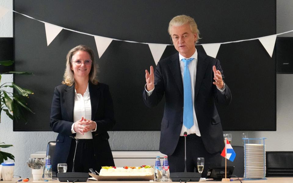 Geert Wilders delivers speech at post-election meeting