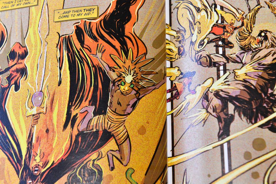 A detail of a page in the "Lion Man" comic is pictured Wednesday, April 13, 2022, in St. Cloud. 