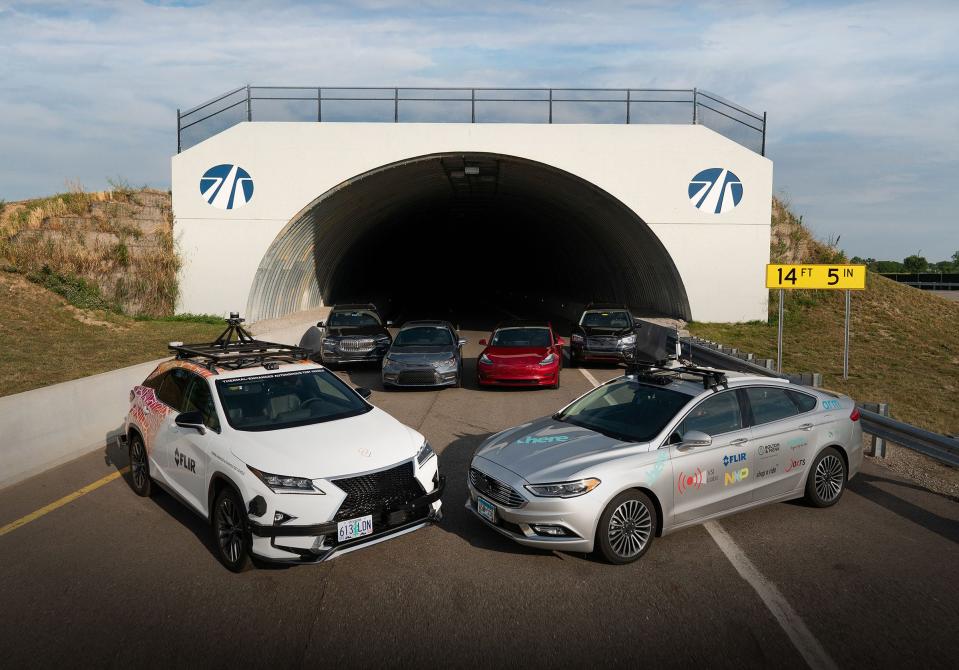 Flir Systems tested its thermal imaging technology and automatic emergency braking systems at the American Center for Mobility in Ypsilanti Township to see how it performed in avoiding pedestrian targets.