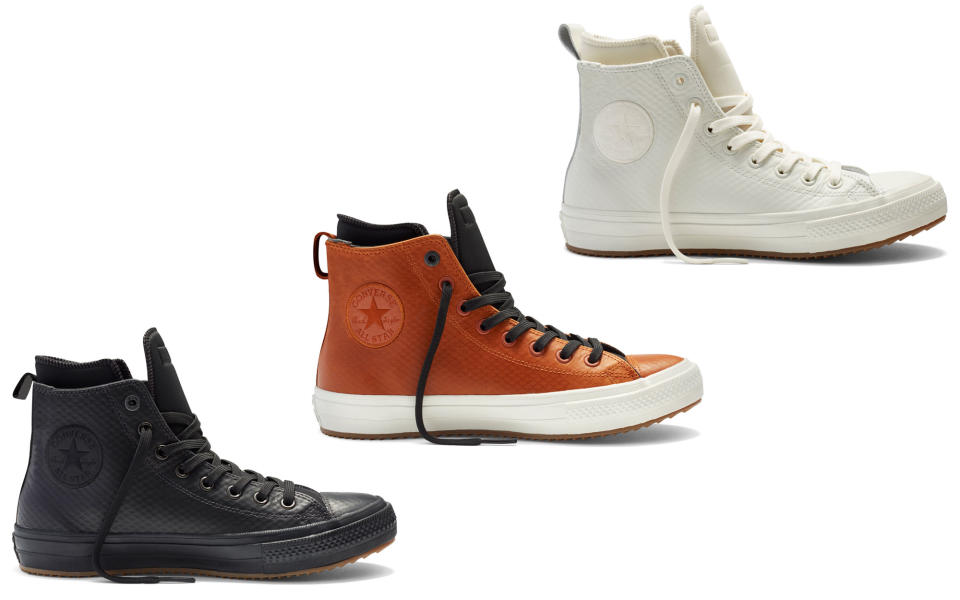 Converse revamped the classic Chuck Taylor style as a winter boot with premium, mesh-backed waterproof leather. It has a neoprene collar and heel pull to keep water outand built-in barrier technology to keep heat in when trudging through slush and snow.To buy: $130; converse.com