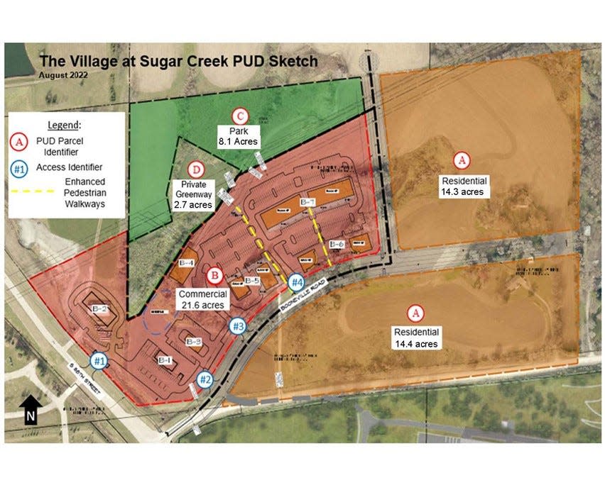 The Village at Sugar Creek, a major commercial and residential project north of Des Moines University's campus in West Des Moines, has been approved by the city but now is in limbo as a result of developer Daniel Pettit’s financial problems.