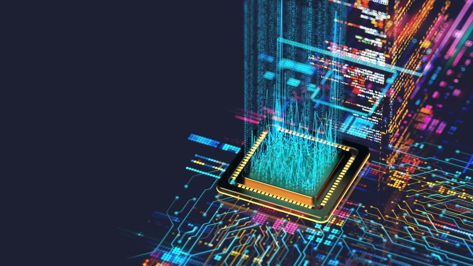 A digital illustration of a semiconductor.