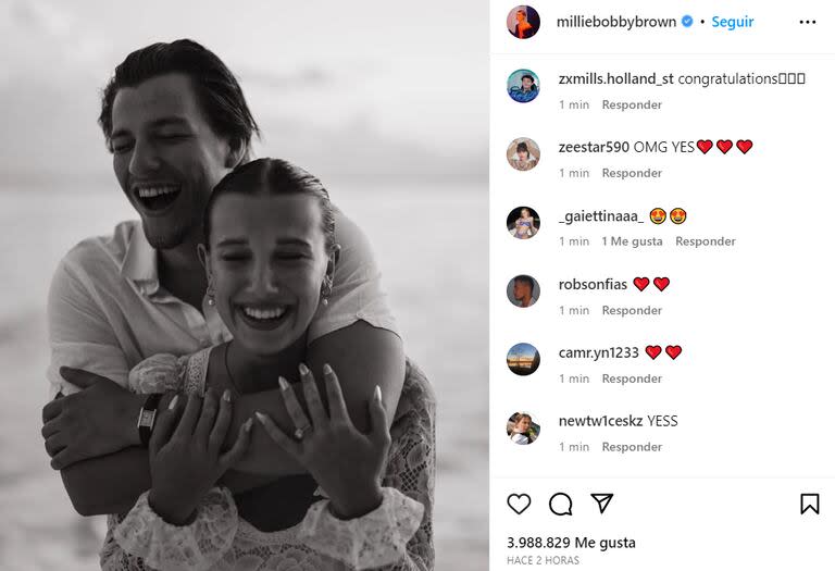 Millie Bobby Brown compartió una foto que llamó la atención de sus seguidores