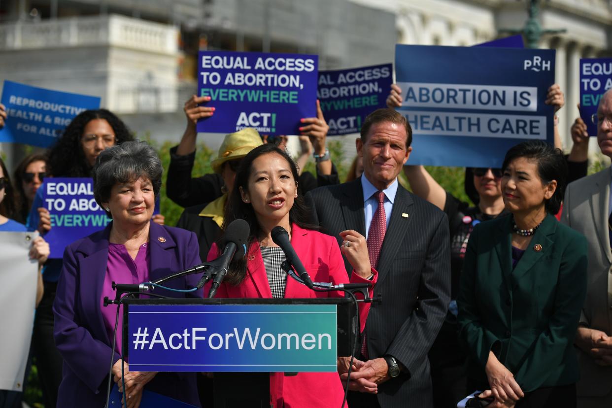 Leana Wen, President of Planned Parenthood, speaks during a press conference on the reintroduction of the "Women's Health Protection Act at the House Triangle of the US Capitol in Washington, DC, on May 23, 2019. (Photo by MANDEL NGAN / AFP)        (Photo credit should read MANDEL NGAN/AFP/Getty Images)