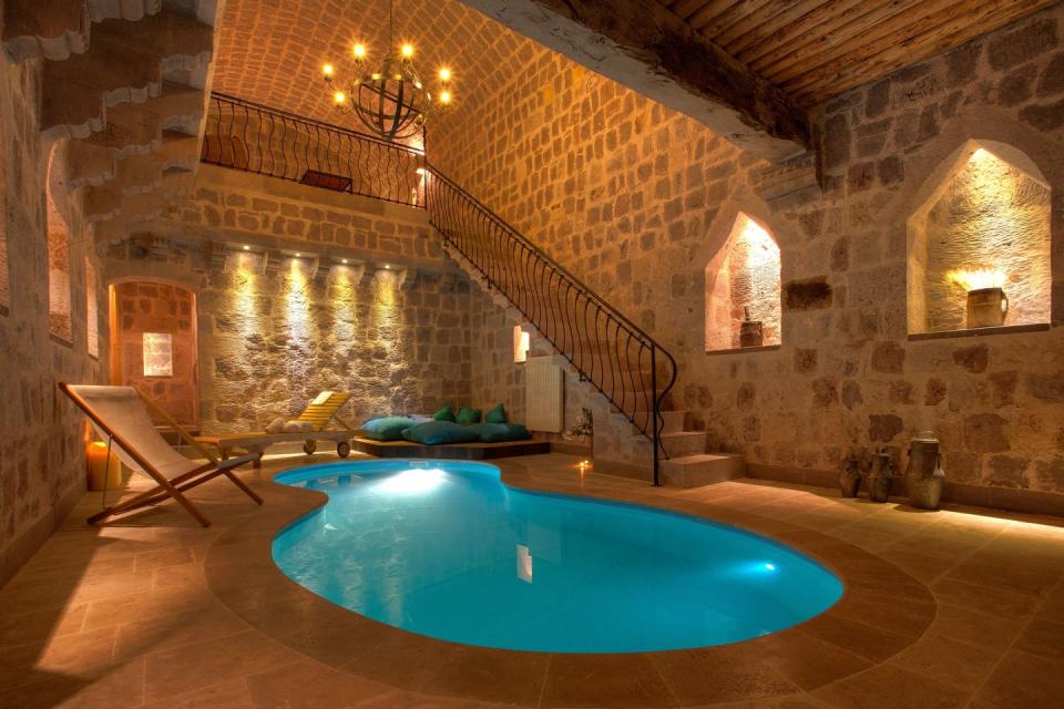 A swimming pool in one of the cave rooms at the Argo in Cappadocia 