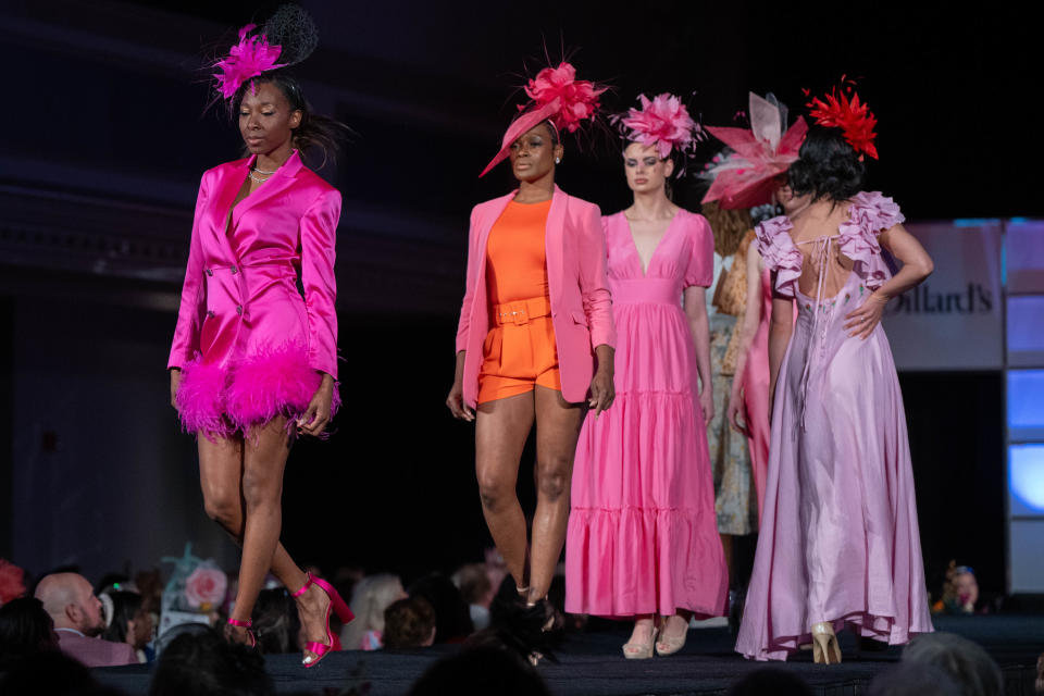 Models walked the runway showing off the top looks for the 150th Kentucky Derby at the 2024 Kentucky Derby Festival Dillard's Spring Fashion Show at Caesars Southern Indiana on Thursday, March 28, 2024.