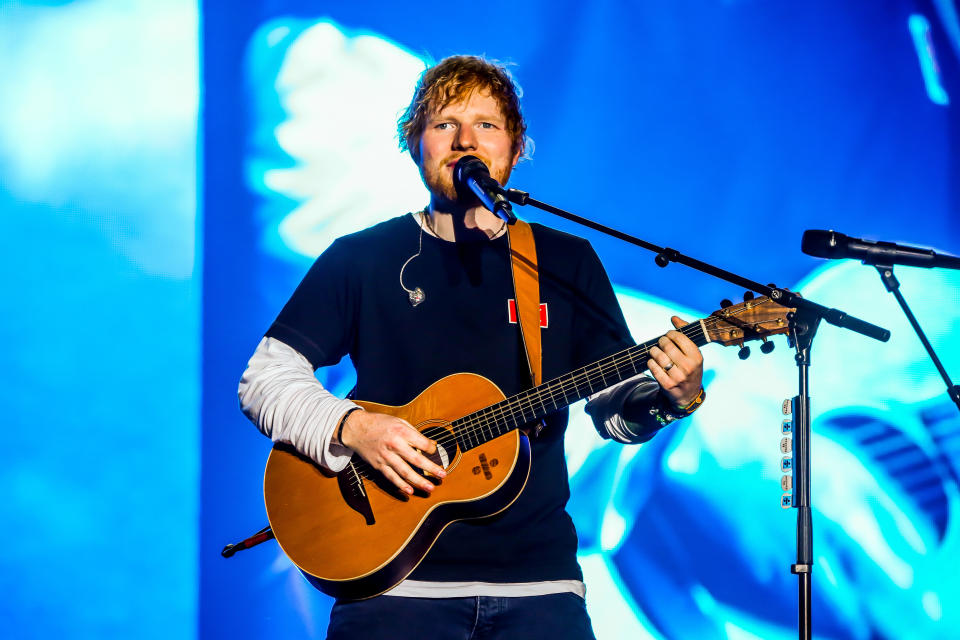 Ed Sheeran performs on stage