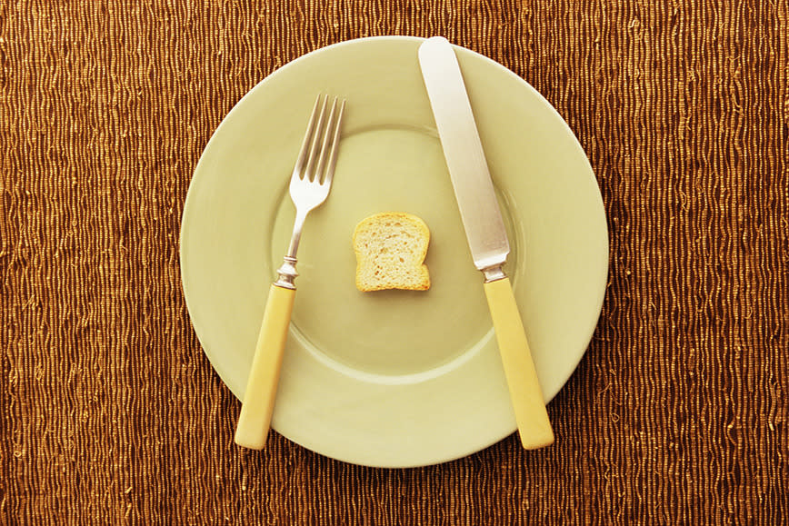 You’ve heard it a million times: Small, frequent meals help you lose weight by revving your metabolism and controlling your appetite. But dividing your eating plan into six meals can leave you with a growling stomach and short-circuit your diet. “You need protein, fiber and carbs in each meal to feel full and in most cases, people end up overeating at their small meals—it’s easy for a teaspoon of almond butter to unintentionally become three. Plus, because you’re faced with more food decisions, you’re constantly taxing your willpower. Instead, think three solid meals a day. You’re a lot more likely to stick to a diet that’s simple.