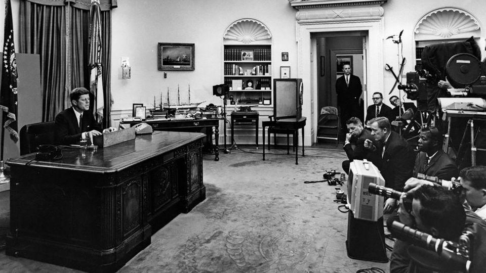 On June 11, 1963, in his finest hour as president, Kennedy gives a televised address to the nation, vowing to send civil rights legislation to Congress. - Abbie Rowe/The White House/John F. Kennedy Presidential Library and Museum