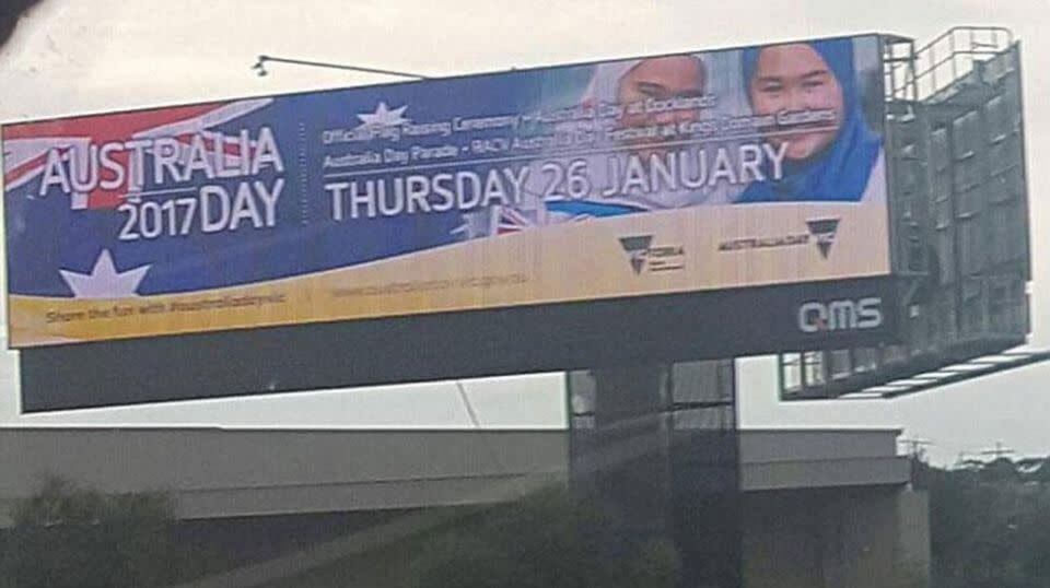 The billboard promoting Melbourne's Australia Day festivities. Source: Facebook