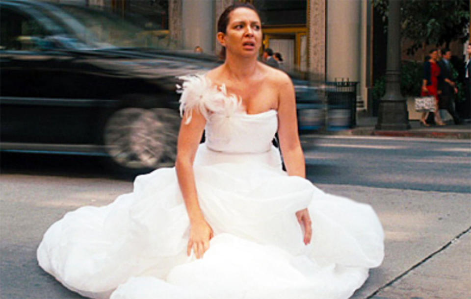 Maya Rudolph wearing a wedding dress in a scene from the film Bridesmaids. Photo: Universal Pictures.