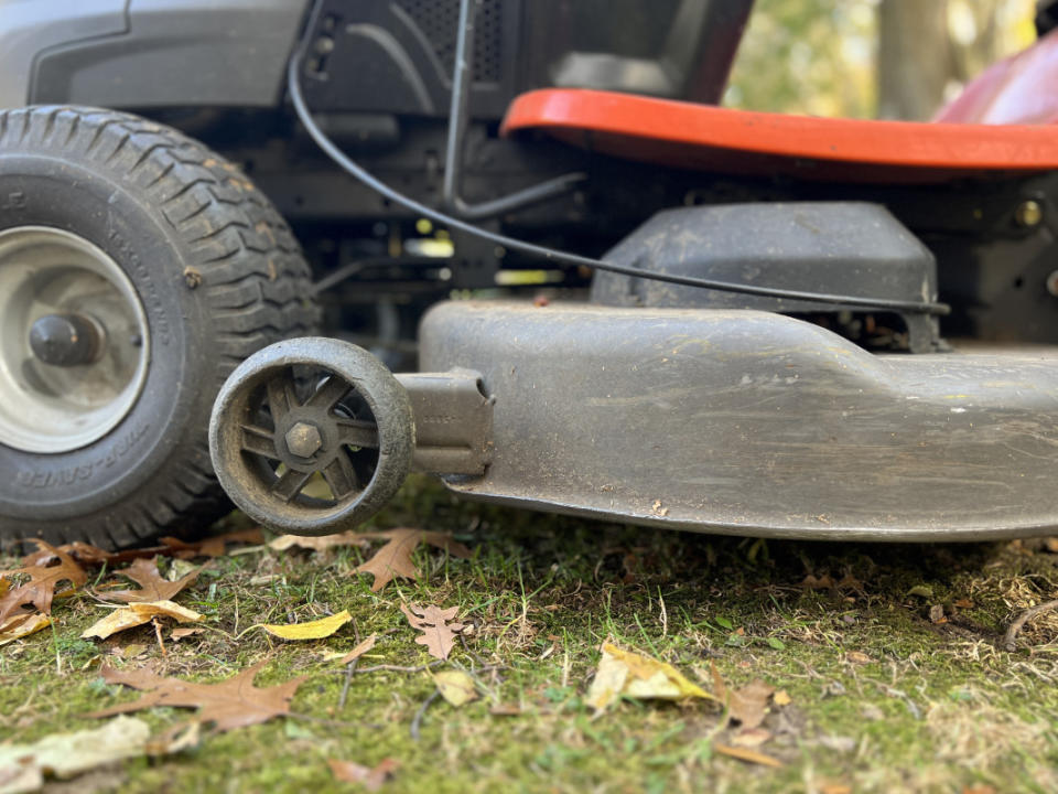Maintain the deck and undercarriage on your lawn mower before winter.<p>Emily Fazio</p>