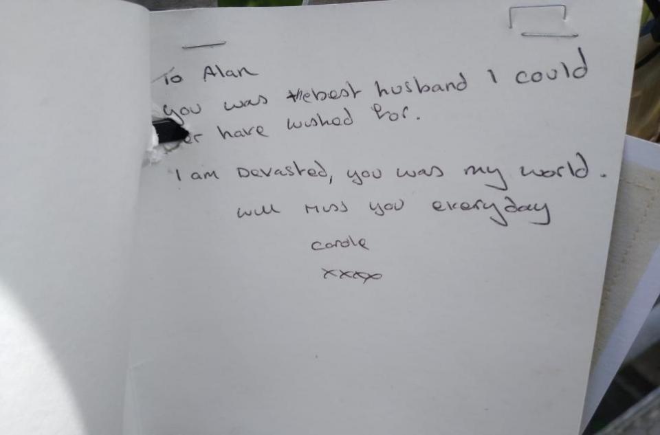 Bradford Telegraph and Argus: Alan's wife, Carole, left a heartfelt tribute to her husband