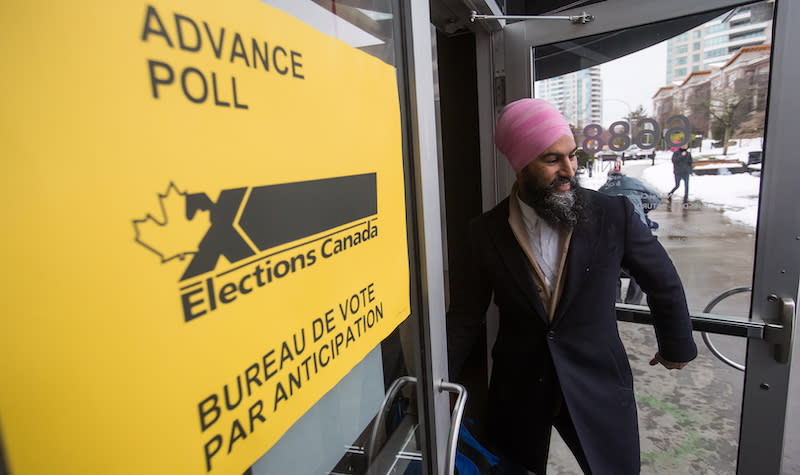 NDP Leader Jagmeet Singh is seen here after casting his vote at an advance polling station for the Burnaby South byelection in Burnaby, B.C., on Feb. 15, 2019. Singh was an Ontario MPP before becoming a federal party leader. Photo from The Canadian Press.