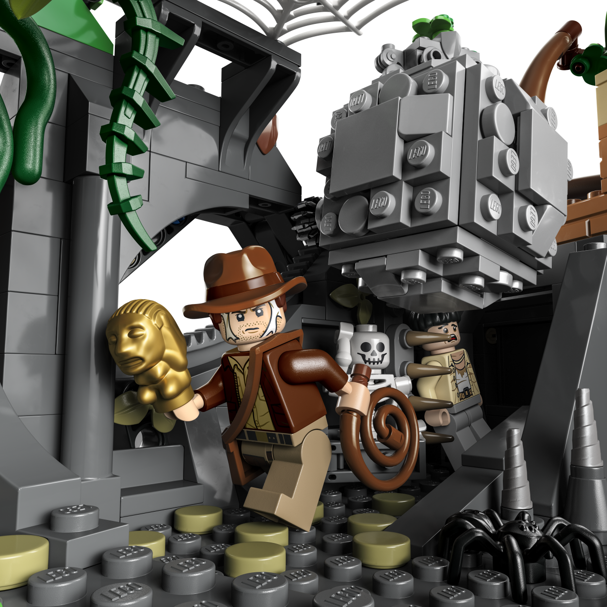 Outrun a brick boulder in Lego's Indiana Jones Temple of the Golden Idol playset. (Photo: Courtesy of Lego)