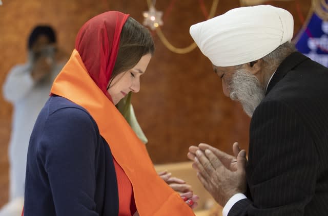 Jo Swinson at the Gurdwara Singh Sabha Temple in Glasgow