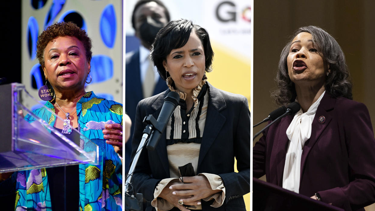 From left: Rep. Barbara Lee, Angela Alsobrooks and Rep. Lisa Blunt Rochester.