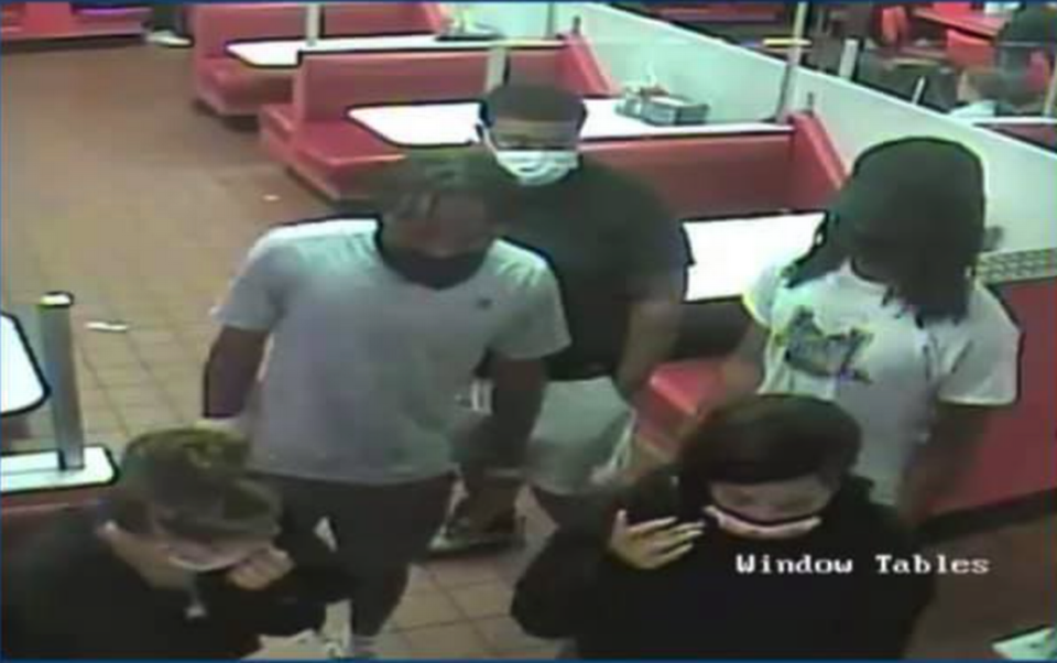 Police in New Jersey are searching for five suspects accused of abducting and assaulting a waitress.