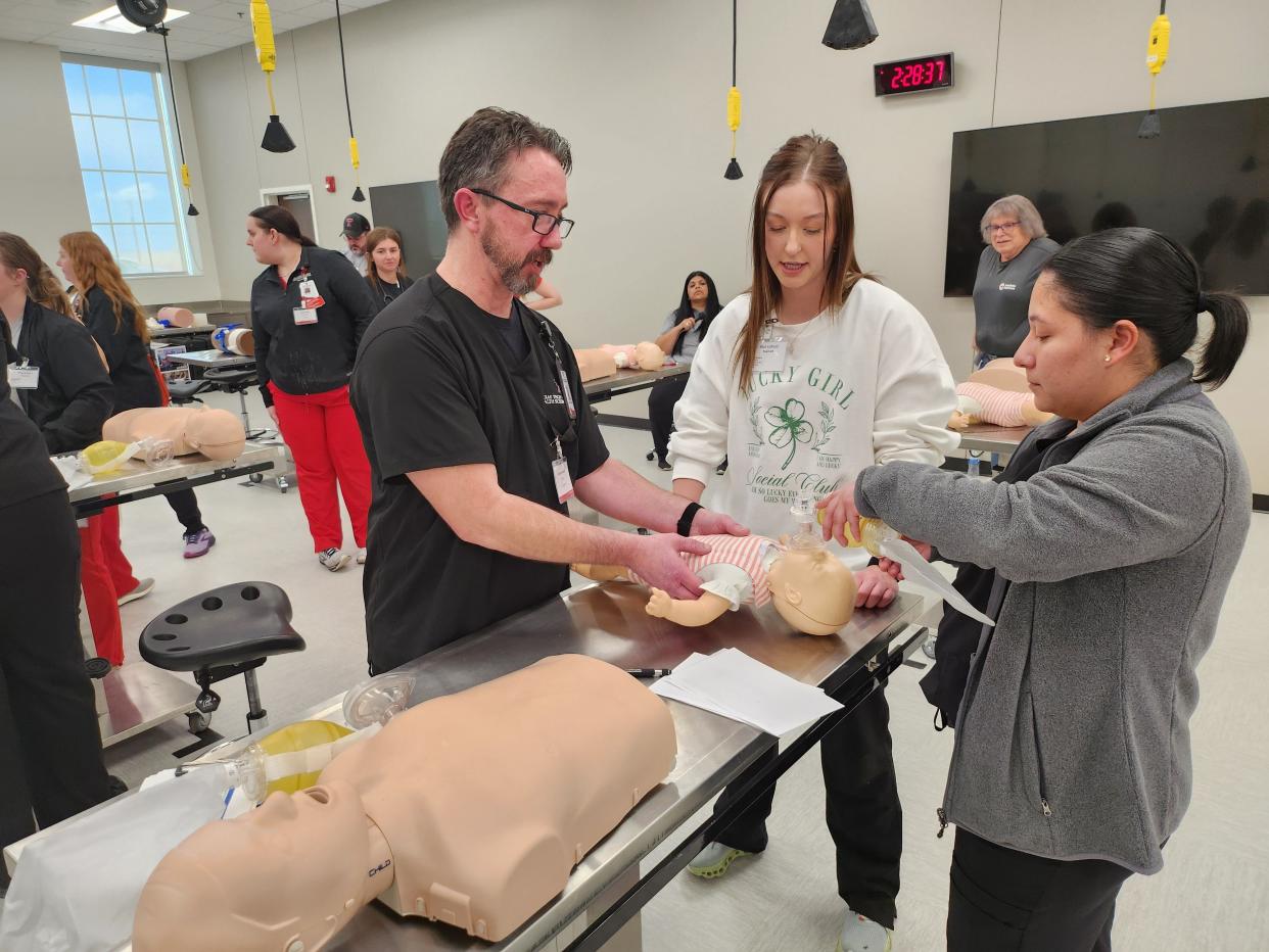 Students from the Texas Tech University Health Sciences Center schools of medicine, nursing, veterinary and more participate in Disaster Day simulations Thursday including a triage station, basic life-saving and bleed control, team lift skills, an AMBUS (ambulance bus) station and an animal rescue station.