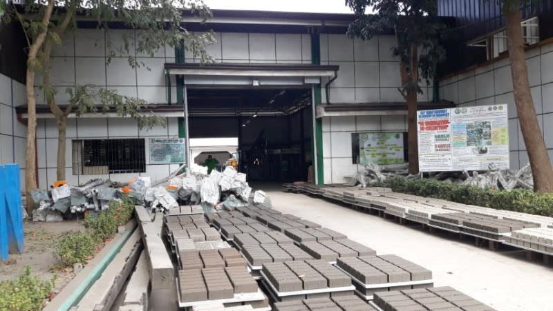 Bricks made of volcanic ash are laid out outside a brick-making facility in Binan, Laguna