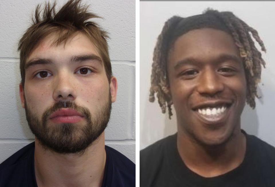 Vincent Panetta, left, and Andrew Lucas are being charged with negligent homicide in connection with the death of a man who fell from the High-Hanover parking garage in Portsmouth.