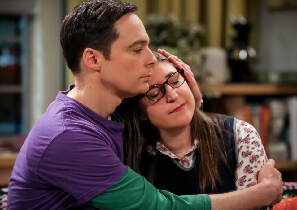 Sheldon (Jim Parsons), left, and Amy (Mayim Bialik) awkardly dated and eventually married as part of a central love story over nine-plus seasons of 'The Big Bang Theory.'