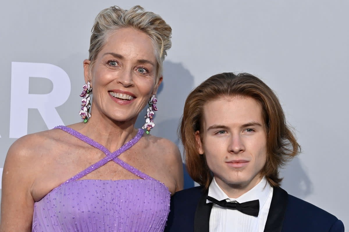 Sharon Stone and her son Roan Joseph Bronstein (AFP via Getty Images)
