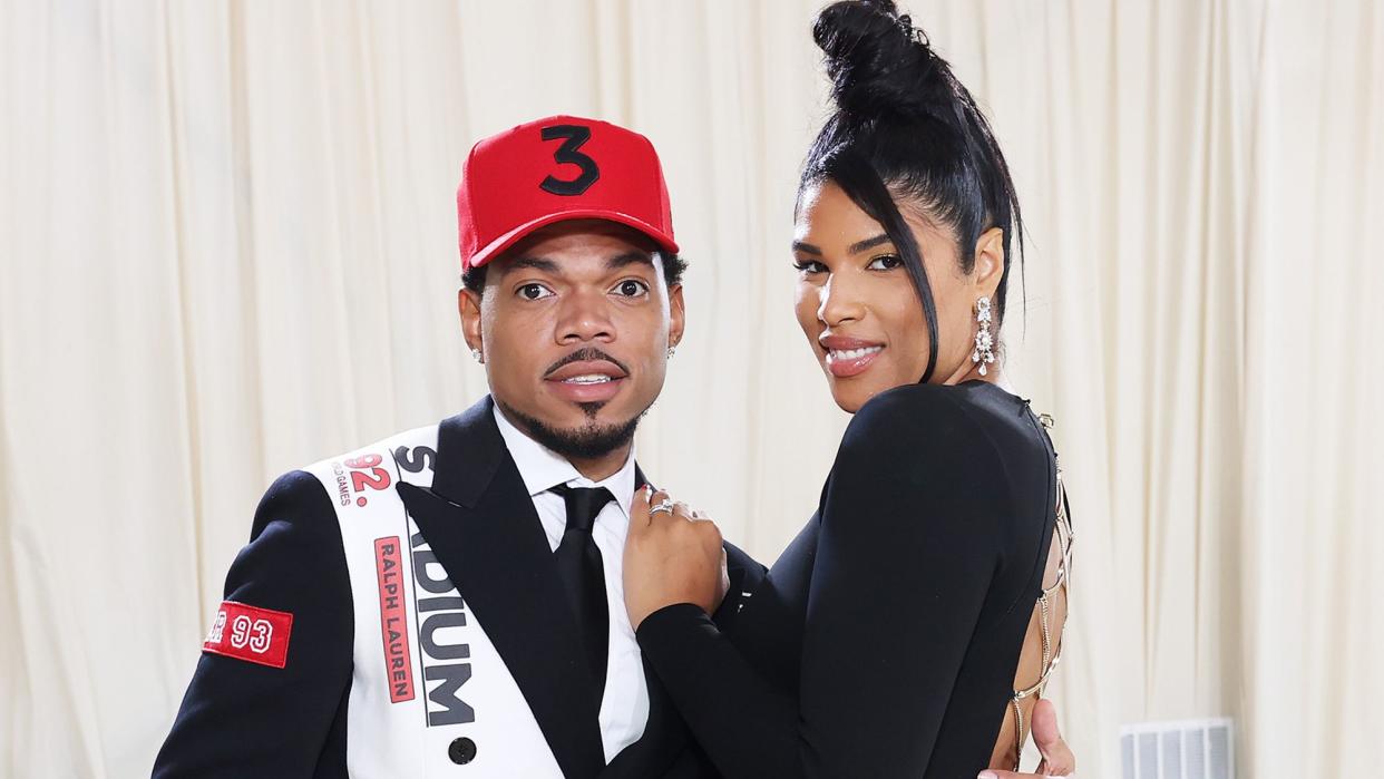 Chance the Rapper and Kirsten Corley depart The 2021 Met Gala Celebrating In America: A Lexicon Of Fashion at Metropolitan Museum of Art on September 13, 2021 in New York City.