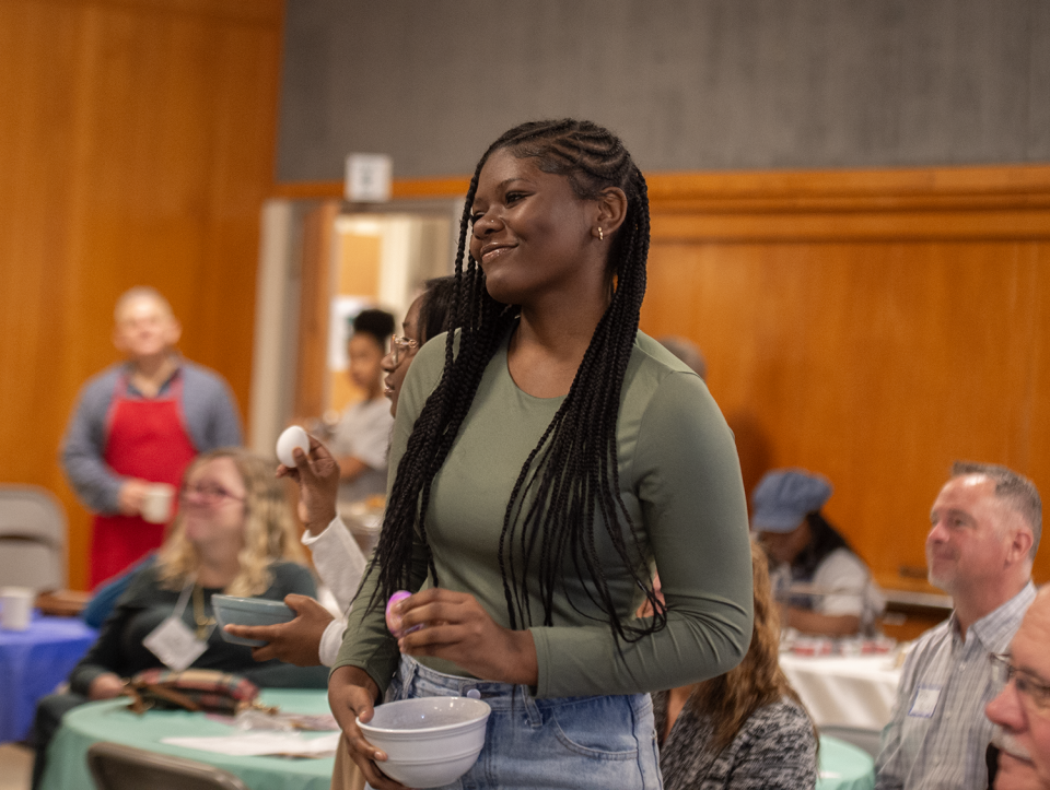 Malaysia Ogletree of Windham High School Youth NAACP participates in a demonstration at the annual Martin Luther King Jr. Prayer Breakfast on Saturday.