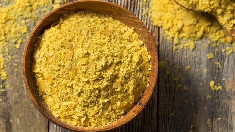 Bowl of nutritional yeast flakes