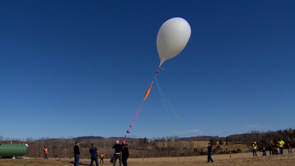 David Hunter and his team launch a balloon-borne solar telescope in Florenceville-Bristol ahead of the total eclipse on April 8, 2024. 