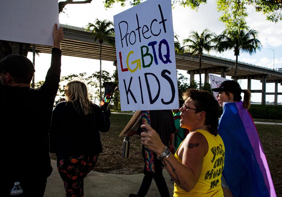 Protest against "Don't Say Gay" in Fort Myers, Fla., on March 6, 2022.