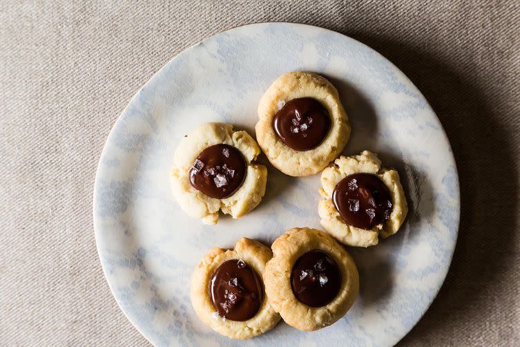 Almond Thumbprints with Dark Chocolate and Sea Salt