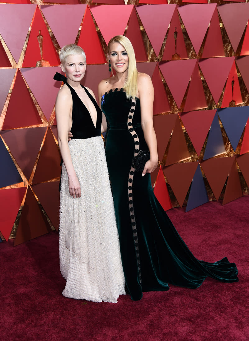 Michelle Williams and Busy Philipps at the 2017 Academy Awards on Feb. 26 in Los Angeles.