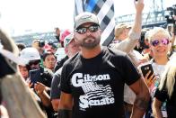 <p>Rally organizer, Patriot Prayer founder and Republican Senate candidate Joey Gibson stands with alt-right activists in Portland, Ore., Aug. 4, 2018. (Photo: Thomas Patterson/AFP/Getty Images) </p>