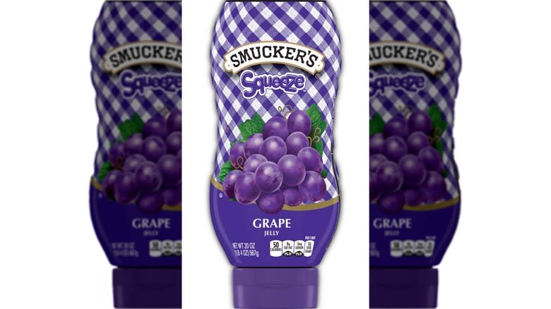 squeezy bottle of grape jelly