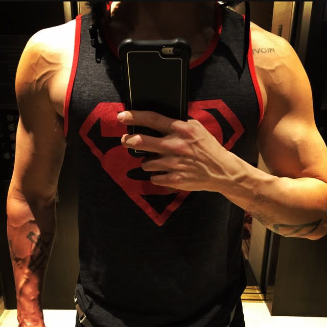 DAYUM JARED LETO! The 43-year-old heartthrob is set to play the Joker in the upcoming film <em>Suicide Squad </em>-- coming to theaters in 2016 -- and from the look of things, Leto is putting in some serious work at the gym! The Oscar winner posted an Instagram pic that has him showcasing some severe muscles bulging out of a tank top. <strong>Pictured: VEINS.</strong> <strong>WATCH: Sad News, Jared Leto Cut Off His Beautiful Long Hair </strong> Hulking out isn't the only major change Leto has made in the name of his Joker role. In March, he cut off his gorgeous long hair, to the despair of many of his fans. <strong>*cries*</strong> <strong>NEWS: First <em>Suicide Squad </em>Photo of Jared Leto as the Joker Is a Classic Callback! </strong> Yeah we're officially very ready for this movie to come out now. Unfortunately, since we have to wait until next year to finally see it, we fans are gonna need something else to tide us over. Like more Jared Leto torso pictures. <strong>WATCH: <em>Suicide Squad</em> First Cast Photo Revealed </strong> Thanks.