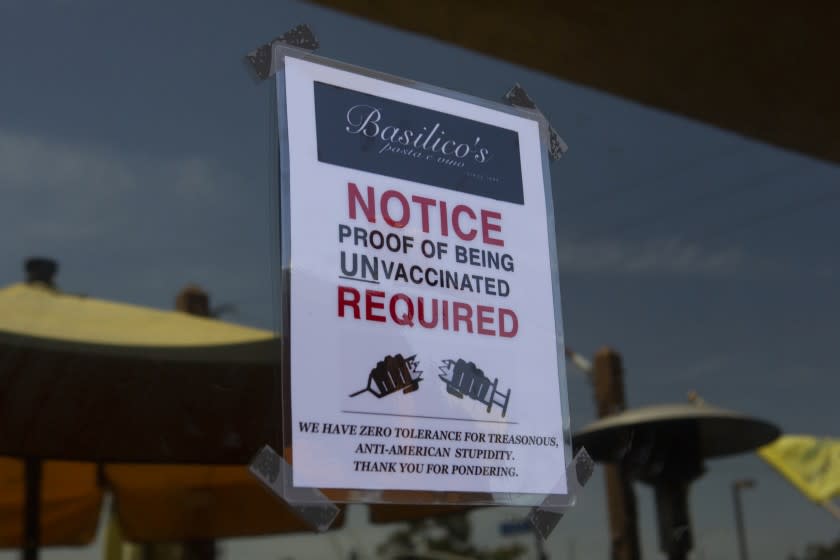 Huntington Beach, CA - July 21: Basilico's Pasta e Vino on Wednesday, July 21, 2021 in Huntington Beach, CA. (Madeleine Hordinski / Los Angeles Times)