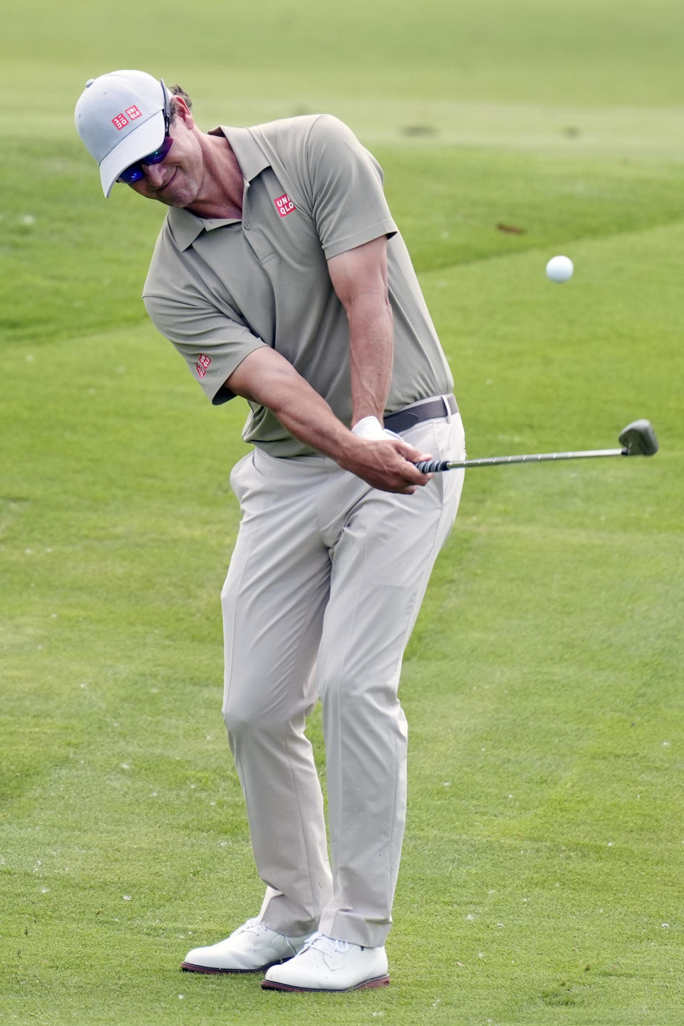 Adam Scott hits on the sixth hole during the first round of the Byron Nelson golf tournament in McKinney, Texas, Thursday, May 2, 2024. (AP Photo/LM Otero)