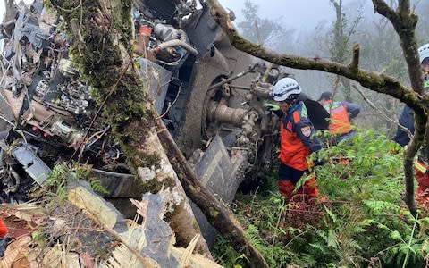 The Black Hawk helicopter made a forced landing at a mountainous area near Taipei