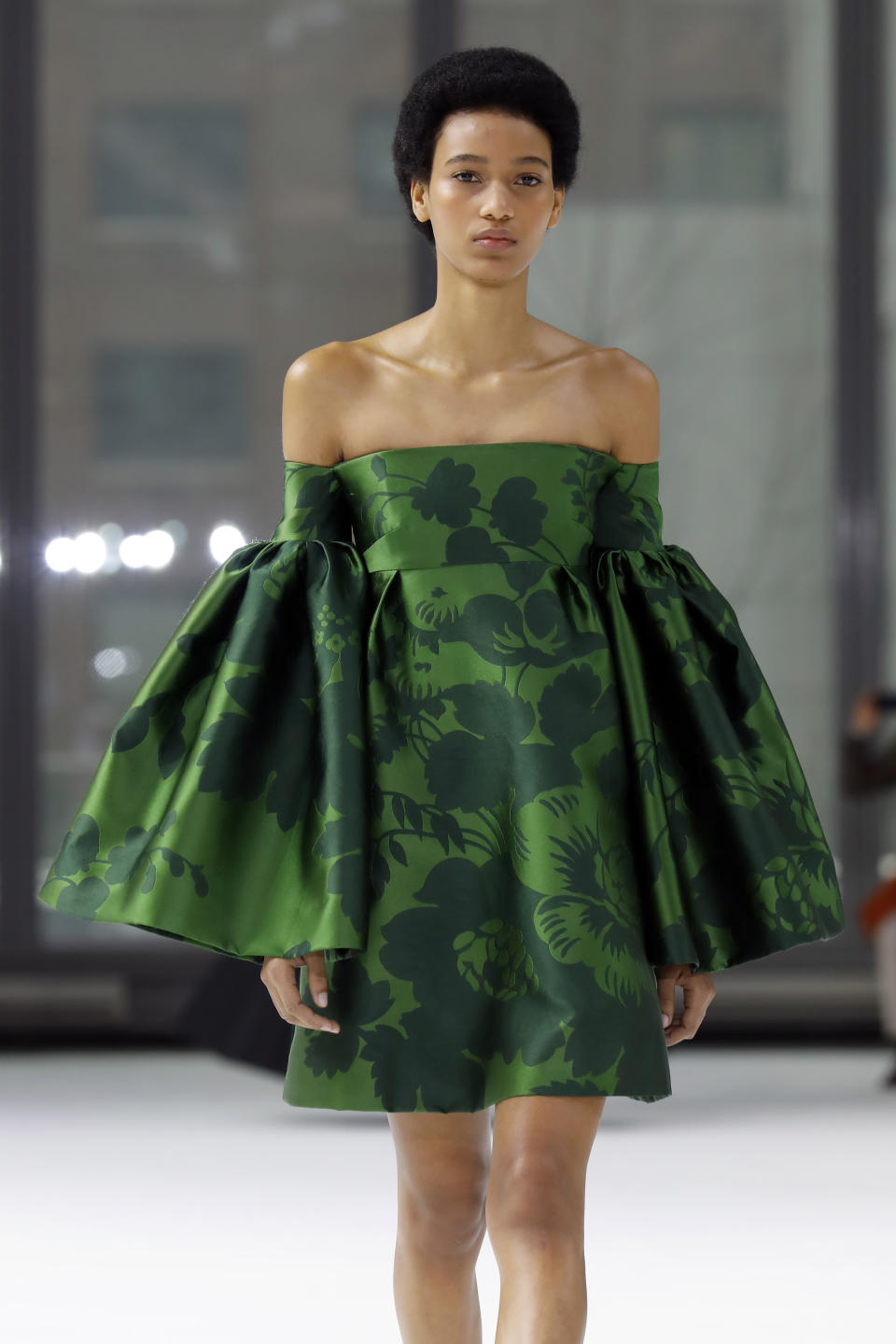 The Carolina Herrera collection is modeled during Fashion Week in New York, Monday, Feb. 10, 2020. (AP Photo/Richard Drew)