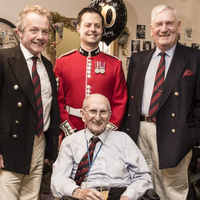 Mr Saunders with (L-R) Major Oliver Richardson, Sergeant Stuart Lang and Colonel Tony Davis 