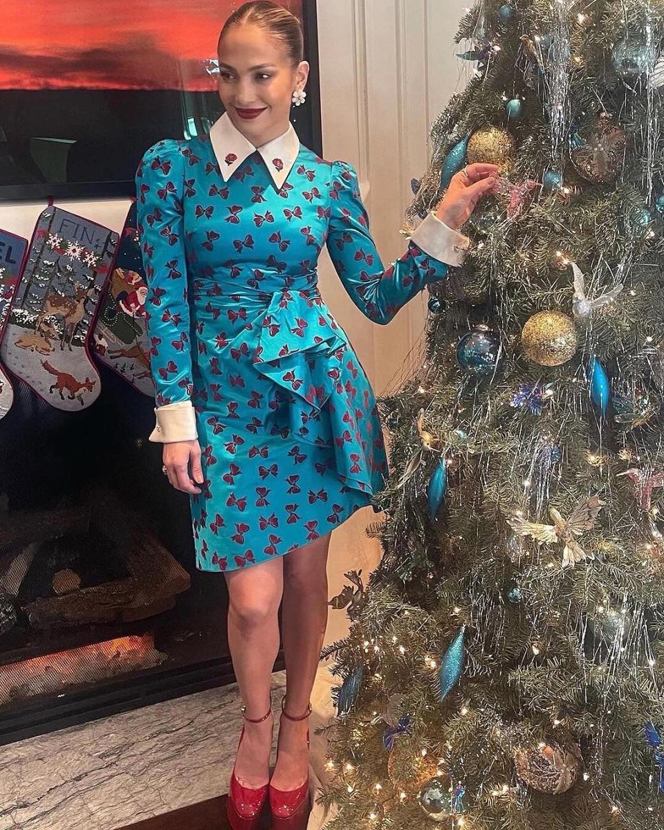 J.Lo wore over the Christmas holiday including a Gucci dress