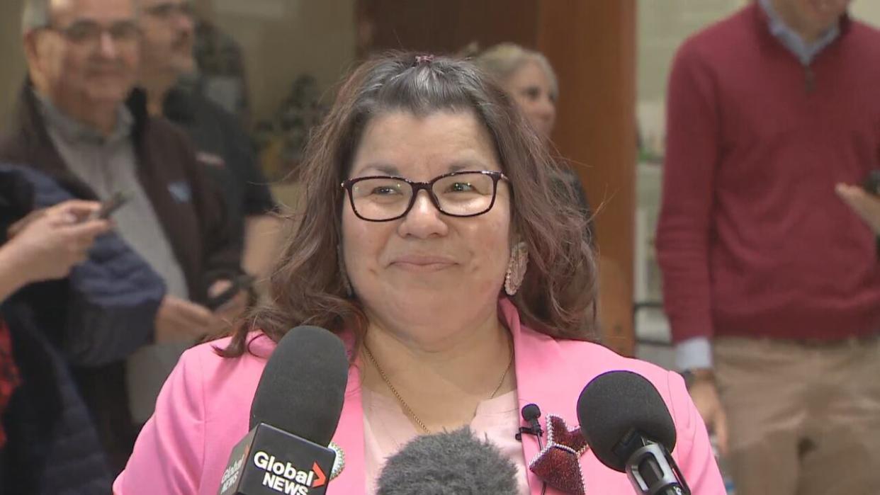 Andrea Paul, the former longtime chief of Pictou Landing First Nation, is seen in Millbrook First Nation on Friday, April 21, 2023. (Daniel Jardine/CBC - image credit)