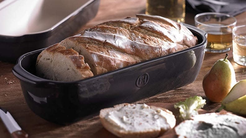 This covered baker will deliver crispy Italian bread to eat with your meal.