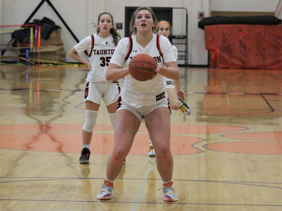 Taunton's Skylar McCrohan takes a free throw during a non-league game against New Bedford.