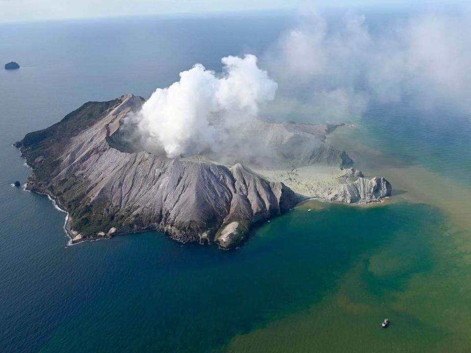 Aerial photo shows White Island after its volcanic eruption (George Novak/New Zealand Herald via AP)
